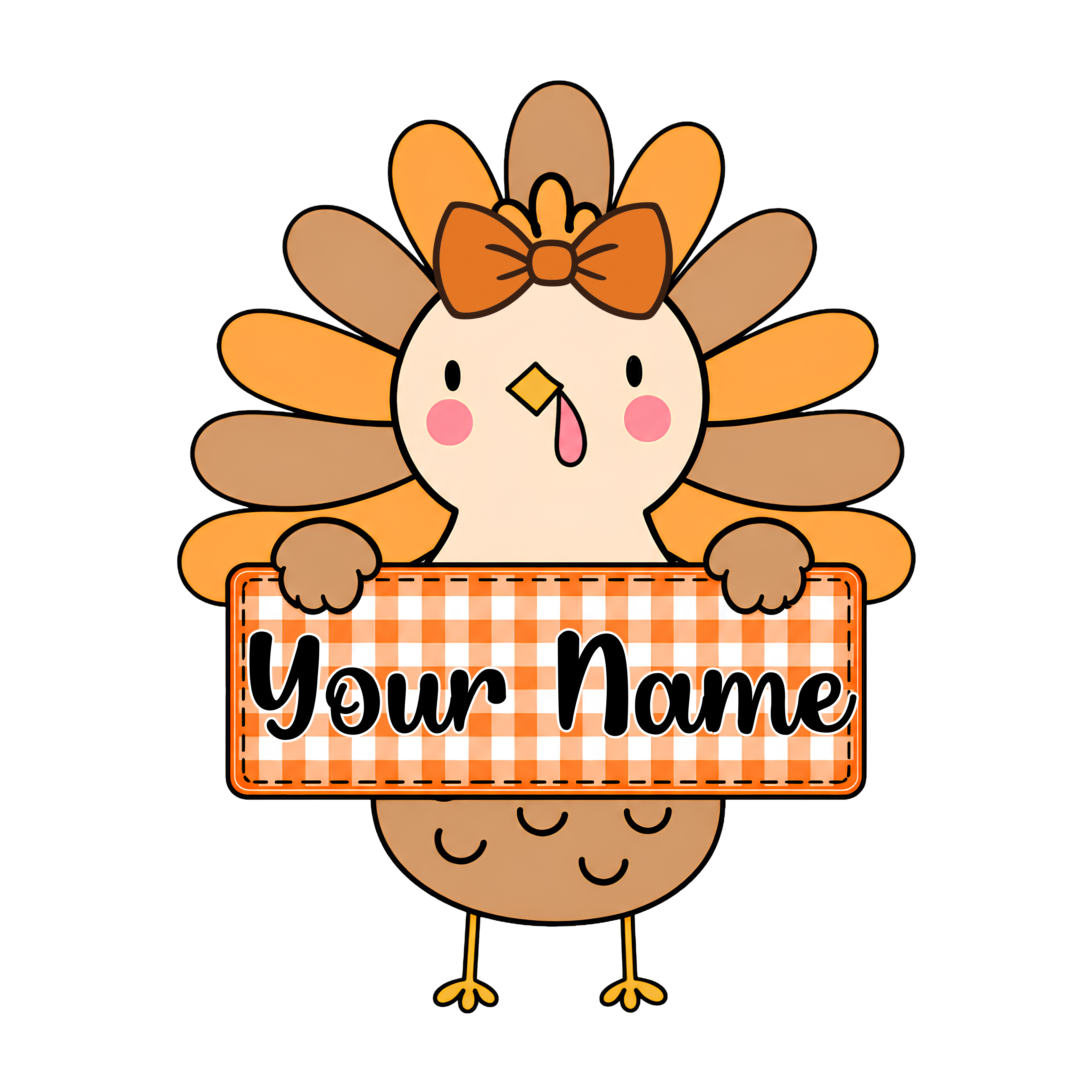 Thanksgiving Turkey Bow Name Sign